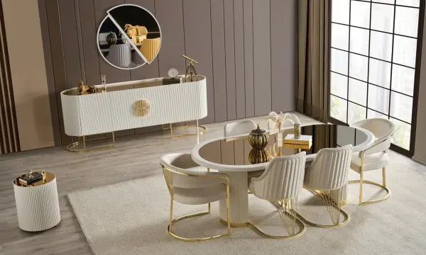 Guccı Ekru Premium Yemek Odası