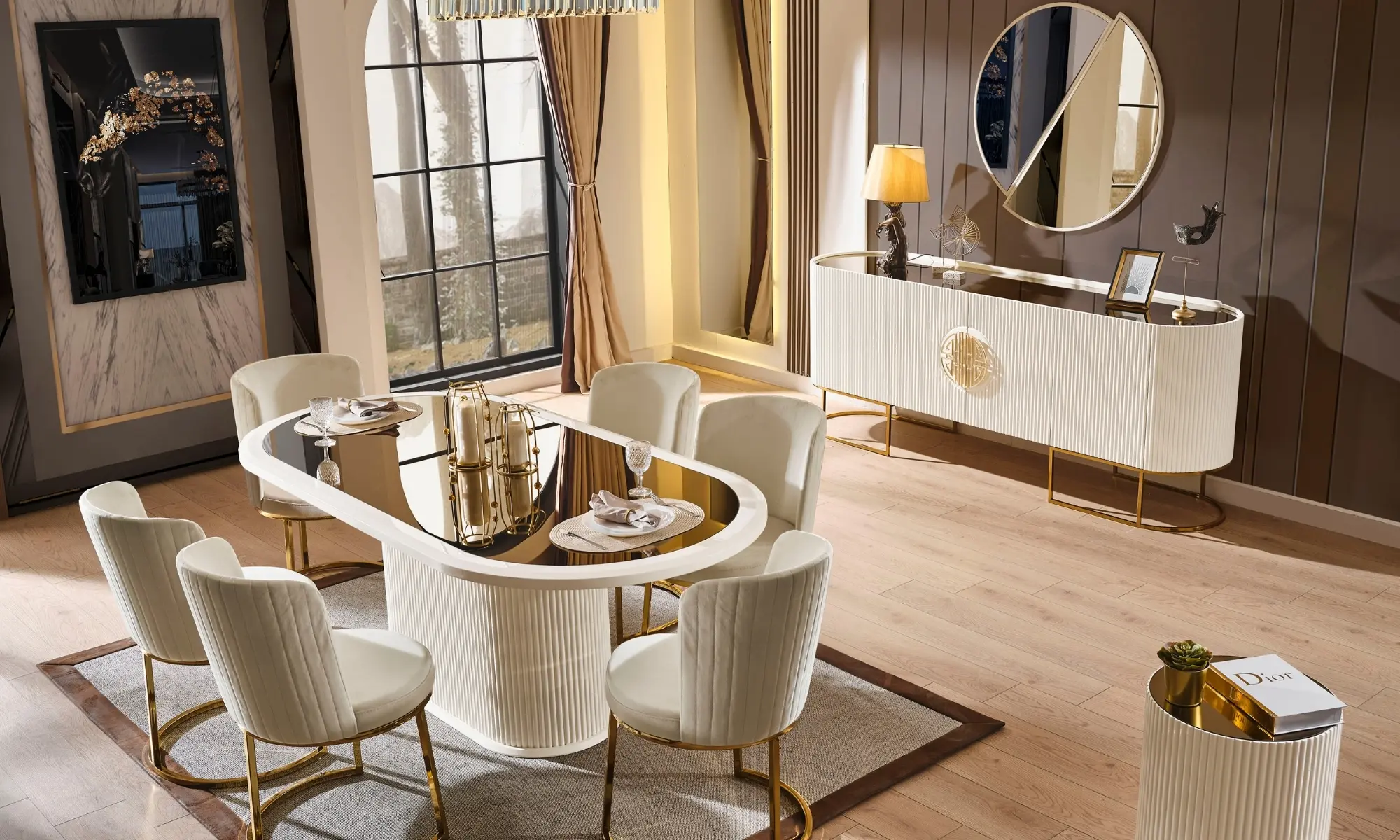 Guccı Ekru Premium Yemek Odası