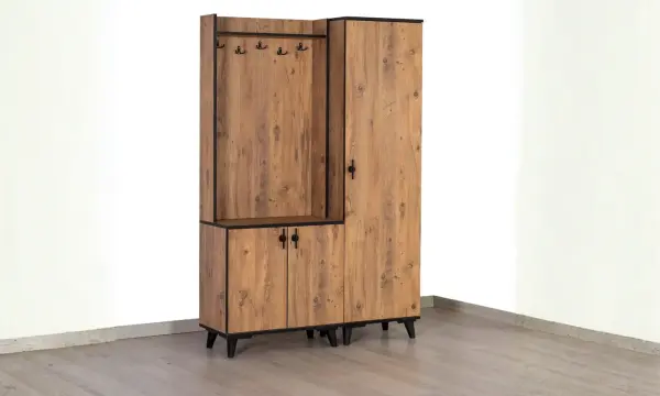 Evname 3 Kapılı Ceviz Portmanto