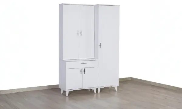 Evname 3 Kapılı Beyaz Portmanto