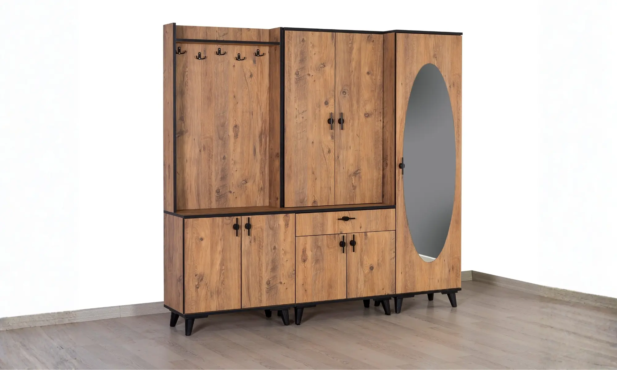 Evname 5 Kapılı Ceviz Portmanto