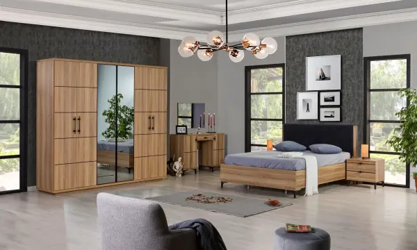 Moderna Ceviz Yatak Odası